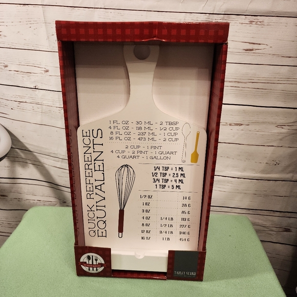 Cookbook Tablet Stand w/ measurements white Cutting Board look - Picture 1 of 8